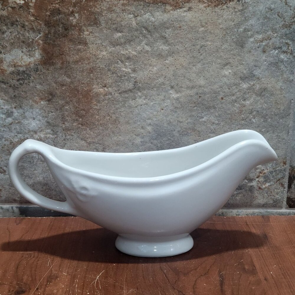 White Gravy Boat Handle Spout Marked Sterling East Liverpool Ohio USA 1930